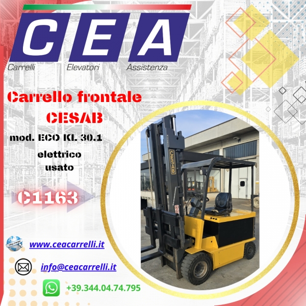 C1163 - Carrello elevatore frontale elettrico 4 ruote - usato CESAB ECO / KL 30.1