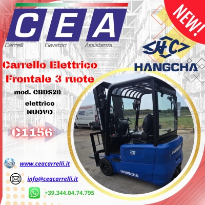 C1156 - Carrello elevatore frontale elettrico 3 ruote NUOVO - HANGCHA CBDS20