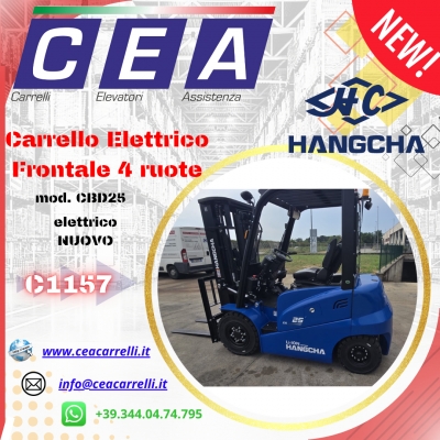 C1157 - Carrello elevatore frontale elettrico 4 ruote NUOVO - HANGCHA CBD25